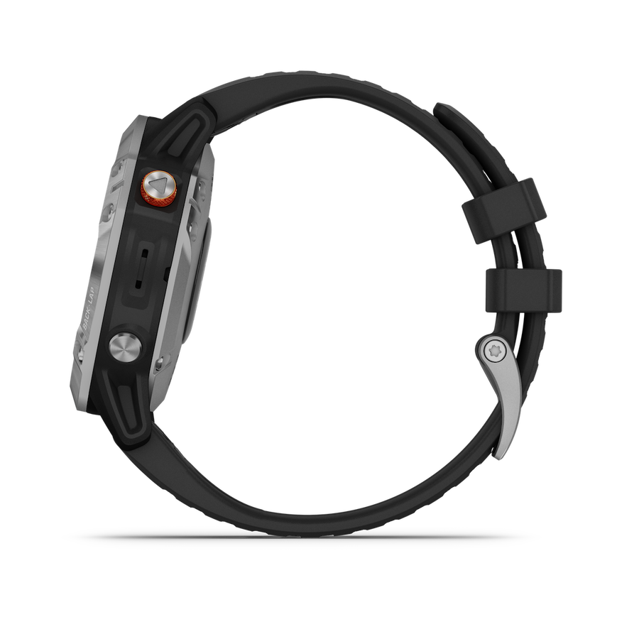 GARMIN Fēnix® 6 Solar, Silber mit schwarzem Armband