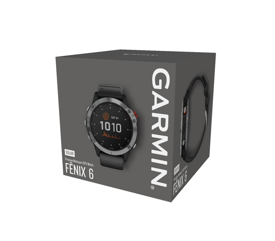 GARMIN Fēnix® 6 Solar, Silber mit schwarzem Armband